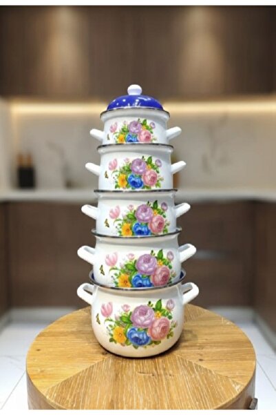 Generic Shinko pot set with colorful rose pattern