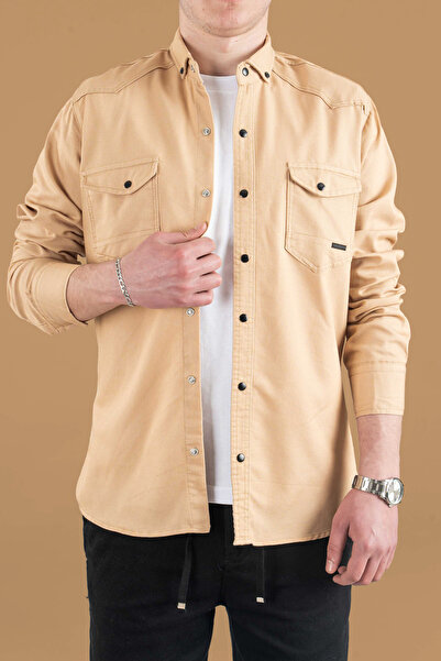 bombe Slim Fit Men's Seasonal Denim Shirt Light Ice Blue