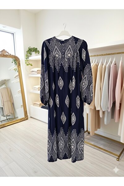 fariza tekstil Wide-Cut Viscose Fabric Dress with Drawstring Robe