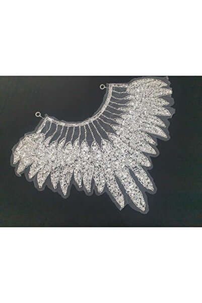 ESRA ŞELEM Silver Color Sequin Beaded Brode Guipure Applique Decorative Sewing Accessory