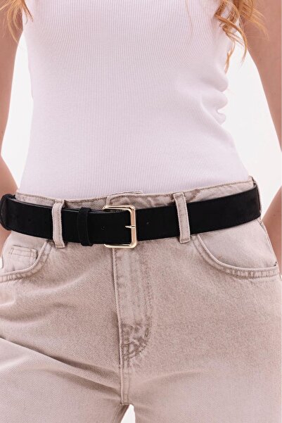 Desre Moda Square Buckle Suede Belt Trouser Belt Jeans Belt Shirt Belt Coat Belt Dress Belt