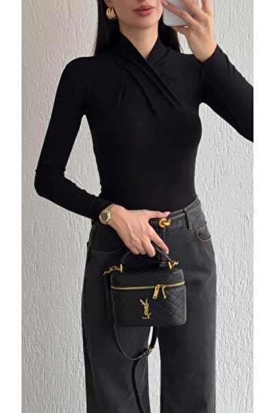 HAZELANNA Collar Detailed Black Blouse