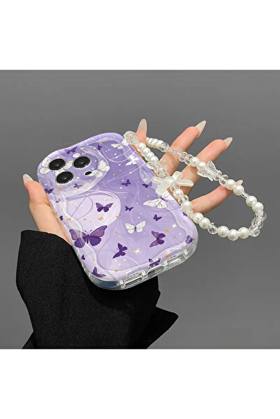 Kolye Aksesuarlı Kelebek Desenli Telefon Kılıfı Iphone 14 Pro Max