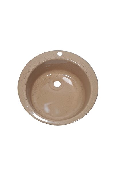 RAY Package-Kitchen sink, composite, round, beige marbled capo, countertop installation + Single-lever mixer tap