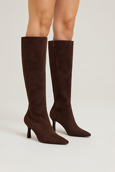 defile ayakkabi Kadın Süet Kahverengi Çizme