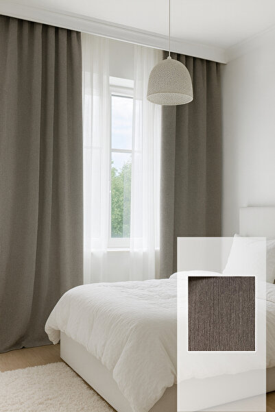 Perlife Gold ® Luxury Chenille Textured Blackout Curtain – No Pleats, Extra Foam – Rich Color Cardetel