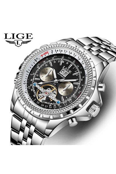 Lige Men's Watch 89119 Silver-Black – Mechanical, Business Design