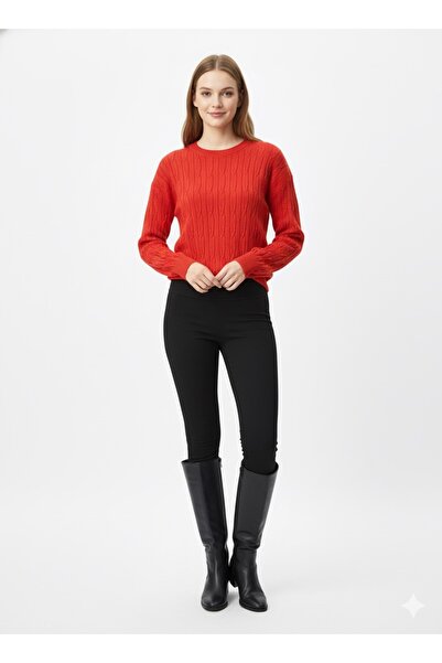 ModaPlaza Women's Hair Braid Patterned Knitwear Sweater 5354