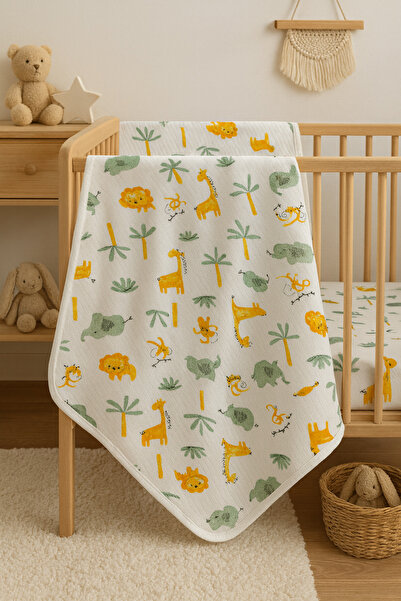 OMY بطانية وقماش تقميط منقوش 100% قطن، مقاس 80×80 سم، للمواليد الجدد والخروج من المستشفى