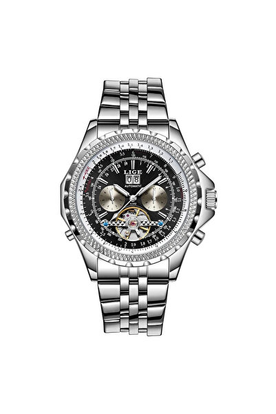 Lige Men's Watch 89119 Silver-Black – Mechanical, Business Design