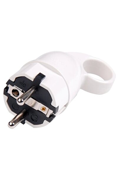Schuko plug with ring, 16A, white, protective contact, for home/office use
