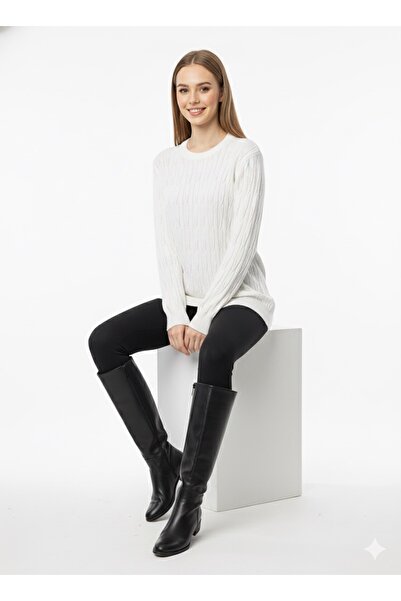 ModaPlaza Women's Hair Braid Patterned Knitwear Sweater 5354