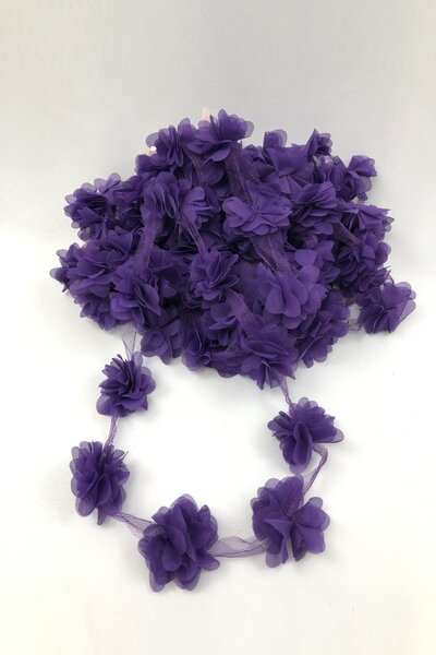 Fiyonks Atölye Laser Cut Flower, Decorative Flower Ribbon Tulle 1 Meter Long