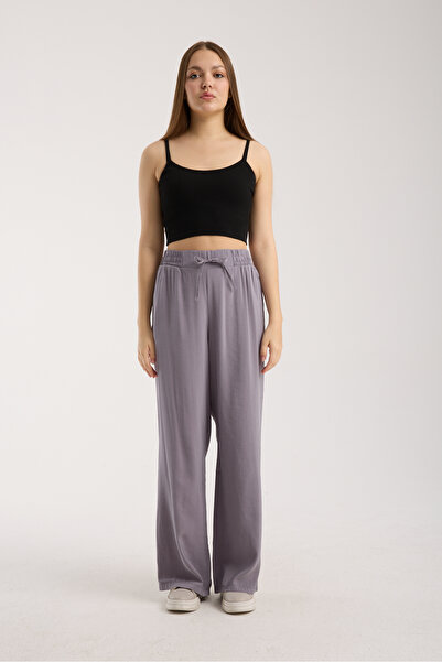 MRS.MODA Women's High Waist Wide Leg Elastic and String Tie Pants