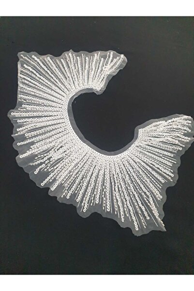 ESRA ŞELEM White Sequin Beaded Guipure Brode Applique Decorative Sewing Accessory