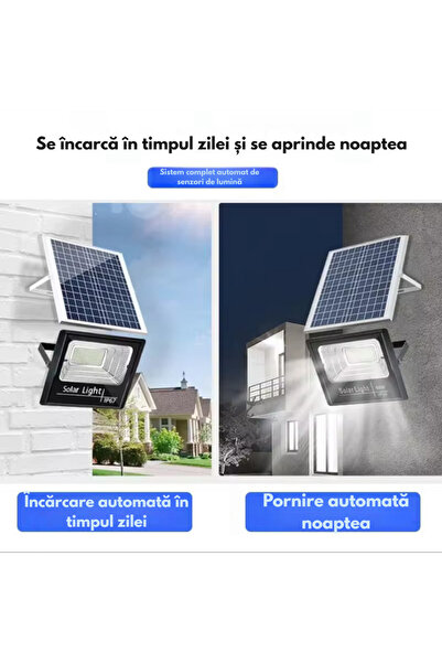 VENTART 100W Outdoor Solar Lamp with Projector, 54 SMD LEDs, Remote Control and Light Sensor