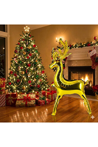 DODOMAR 85X41.5 cm Gold Deer Horn Foil Balloon – New Year Decorative Party Ba...