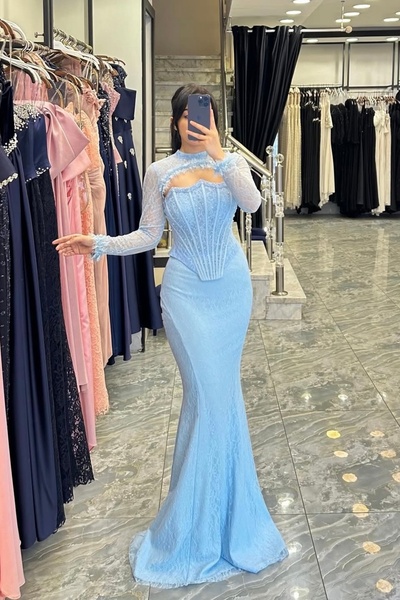 İyem Abiye Bolerolu Ve Dantelli Balenli Şık Tasarım Abiye Elbise Dar Kalıp