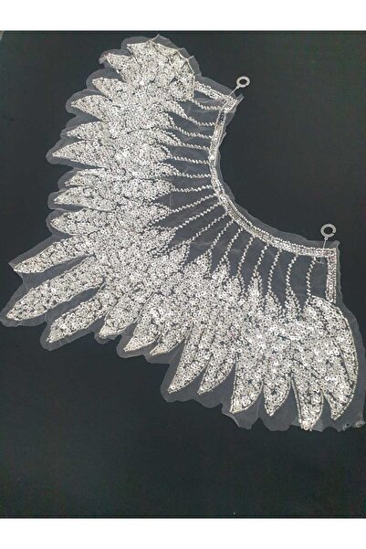 ESRA ŞELEM Silver Color Sequin Beaded Brode Guipure Applique Decorative Sewing Accessory