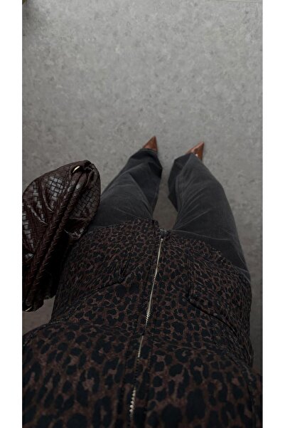 HAZELANNA Denim Leopard Blouse