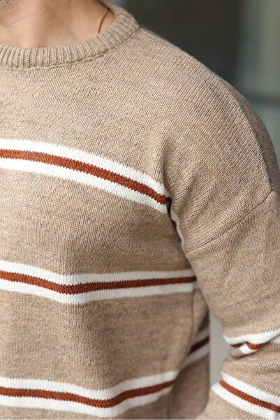 Madmext Mink Striped Knitwear Men's Sweater E7457