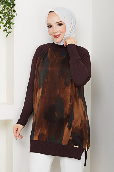 Pamuk Butik Women's Half Turtleneck Side Zipper Silk Cupra Mercerized Tunic