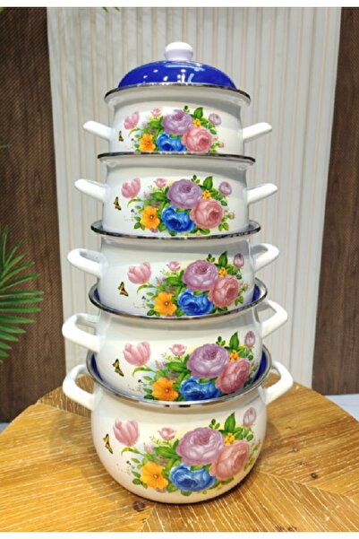 Generic Shinko pot set with colorful rose pattern