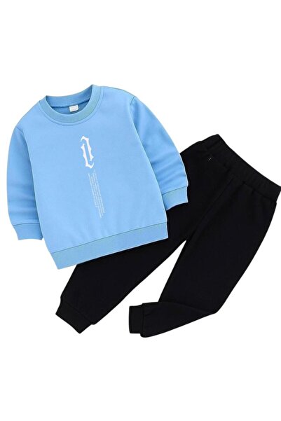 BENROMA Vertical Text Printed 3-Ply Children's Tracksuit Set