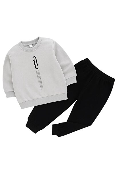 BENROMA Vertical Text Printed 3-Ply Children's Tracksuit Set