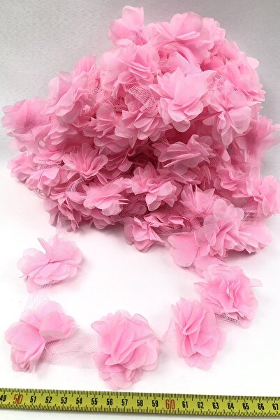 Fiyonks Atölye Laser Cut Flower, Decorative Flower Ribbon Tulle 1 Meter Long