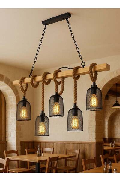 genernic ثريا ريفية 100 سم، 5 لمبات، قاعدة E27