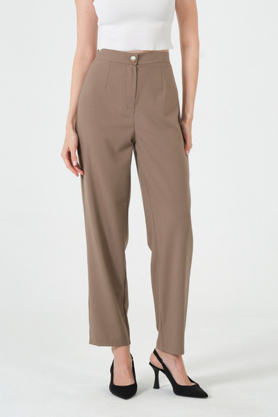 RELAXL Oversized High Waist Mink Women's Trousers Office Elegance