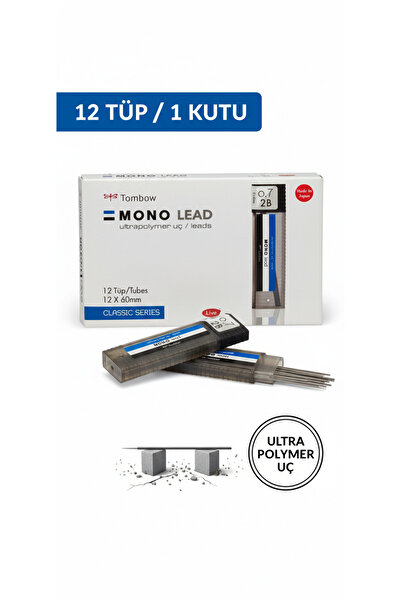 Tombow Mono Lead Ultrapolymer Mekanik Uç 0.7 mm 2B Kırılmaya Dayanıklı (12 Tüp / 1 Kutu)