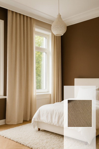 Perlife Gold ® Luxury Chenille Textured Blackout Curtain – No Pleats, Extra Foam – Rich Color Cardetel