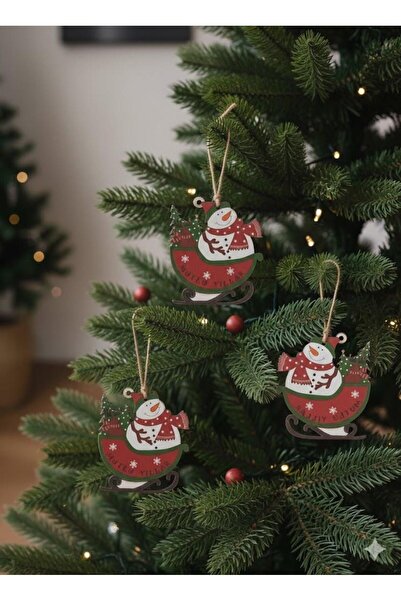 DODOMAR Ornament pentru brad de Crăciun din lemn MDF, pachet de 3