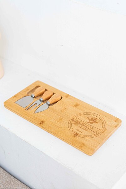 KaiHome Bamboo Cheese Cutting Board and 3-Piece Knife Set – Natural Wooden Cutting Board