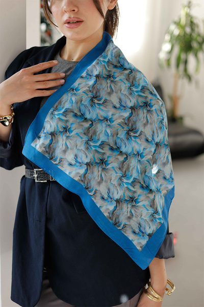 ipekistanbul Eșarfă din bumbac organic 100% - Model Ebru - Albastru