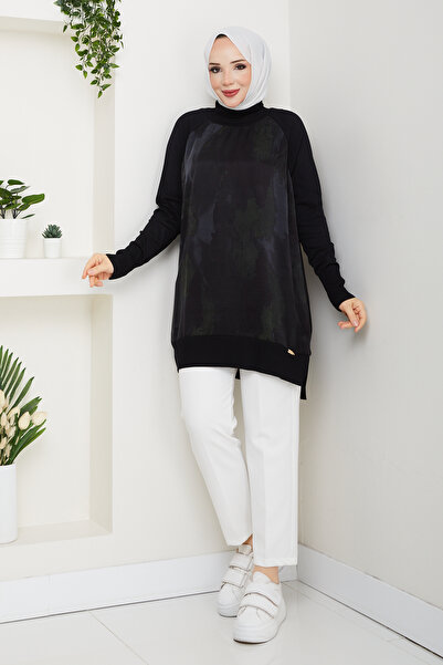 Pamuk Butik Women's Half Turtleneck Side Zipper Silk Cupra Mercerized Tunic