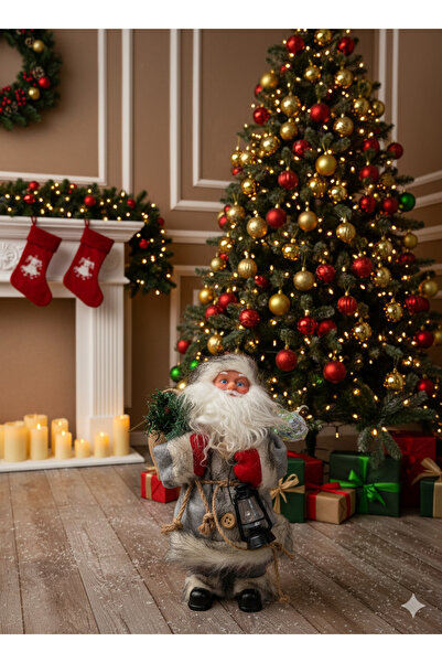 DODOMAR 25 cm Gaz Lambalı Pilli Hareketli Şarkı Söyleyen Noel Baba – Işıklı M...