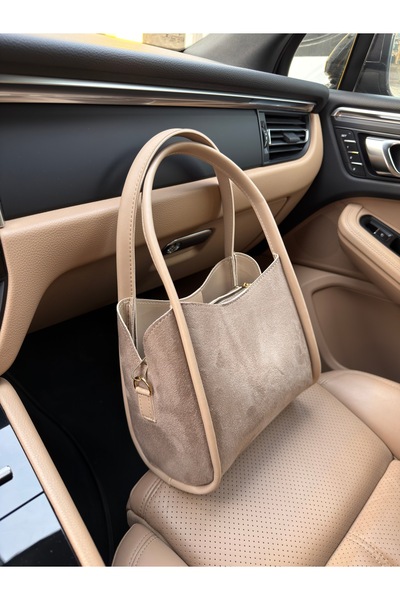 NOTHING Your Name Is Suede Mink Three-Compartment Special Detachable Makeup Bag Faux Leather Hand and Shoulder Bag Roko