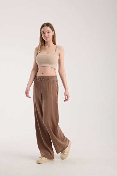 MRS.MODA Women's High Waist Wide Leg Elastic and String Tie Pants