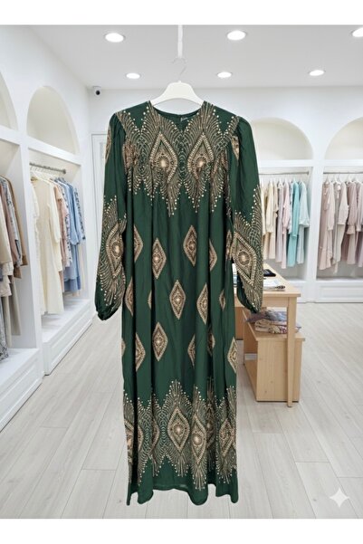 fariza tekstil Wide-Cut Viscose Fabric Dress with Drawstring Robe