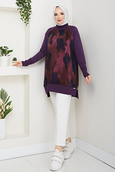 Pamuk Butik Women's Half Turtleneck Side Zipper Silk Cupra Mercerized Tunic