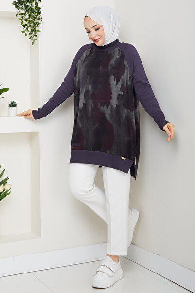 Pamuk Butik Women's Half Turtleneck Side Zipper Silk Cupra Mercerized Tunic