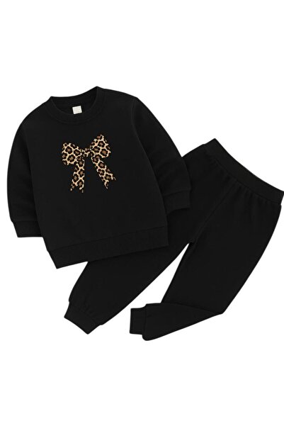 BENROMA Leopard Ribbon Printed 3-Ply Children's Tracksuit Set