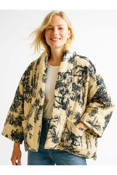 Hanımefendi Butik İtalyan Kapitone Mont - BEJ