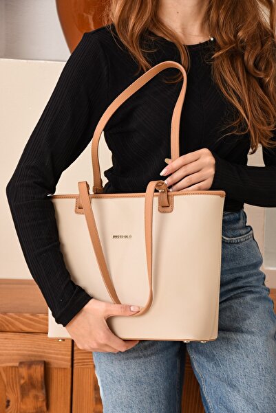 Just Polo Large Size Original Cream Color Women's Shoulder Bag Ad6049
