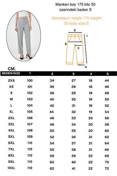 RELAXL Office Chic High Waist Straight Leg Women's Gray Fabric Trousers