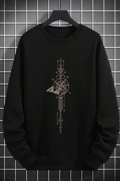 trendypassion Compass Time Schedule Printed Oversize Sweatshirt