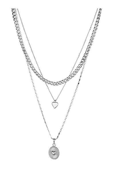 Klips Concept Triple Cord Heart Locket Detail Necklace